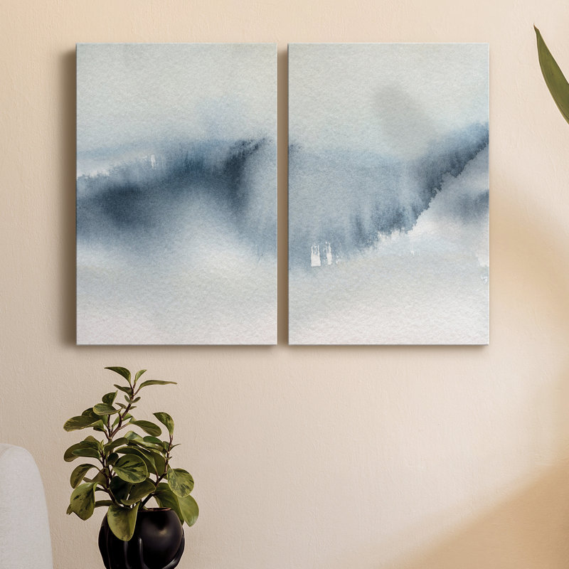 Summer Rain I - ensemble de 2 peintures, H 18 po x l 24 po x P 1 po, Toile tendue