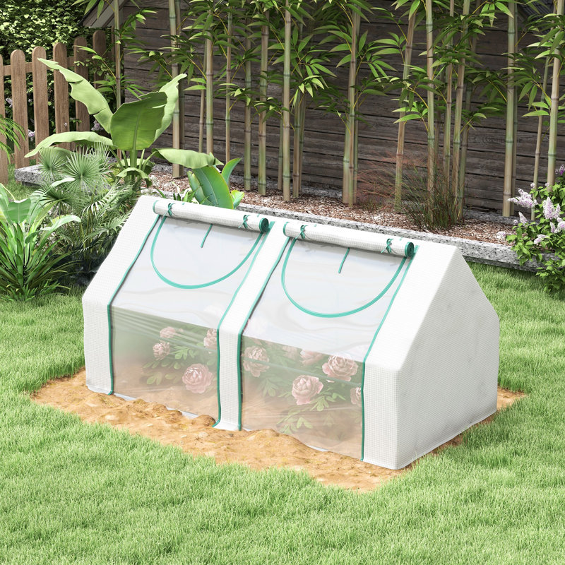 Serre transparente 6 pi x 3 pi, acier, 2 housses en PE / plastique, fenêtres pour utilisation dans une serre portative de jardin 3 pi, transparent, housses et multi-usages