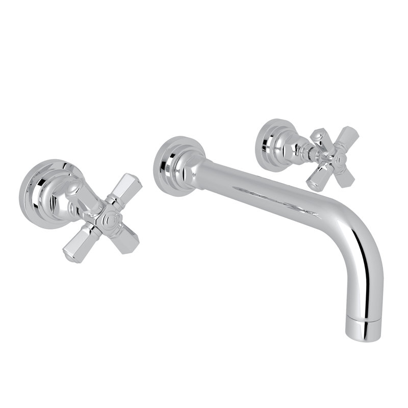 San Giovanni Wall Mounted Faucet, Polished Chrome, Cross Handle