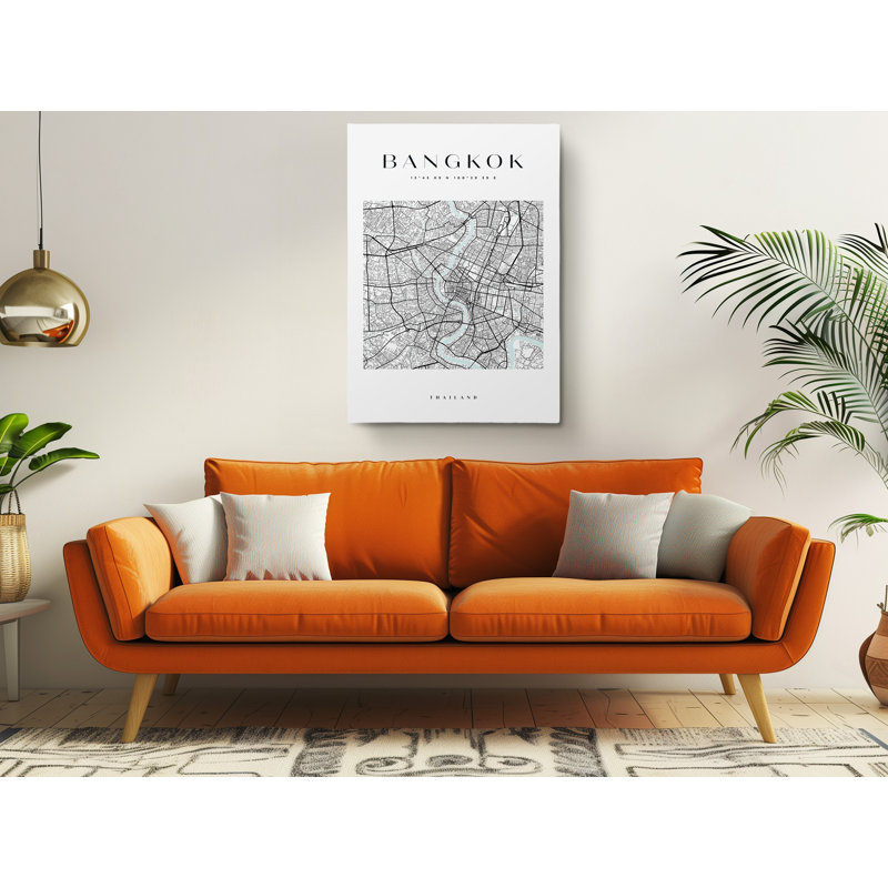 Bangkok Map Print Canvas, 30" H x 20" W