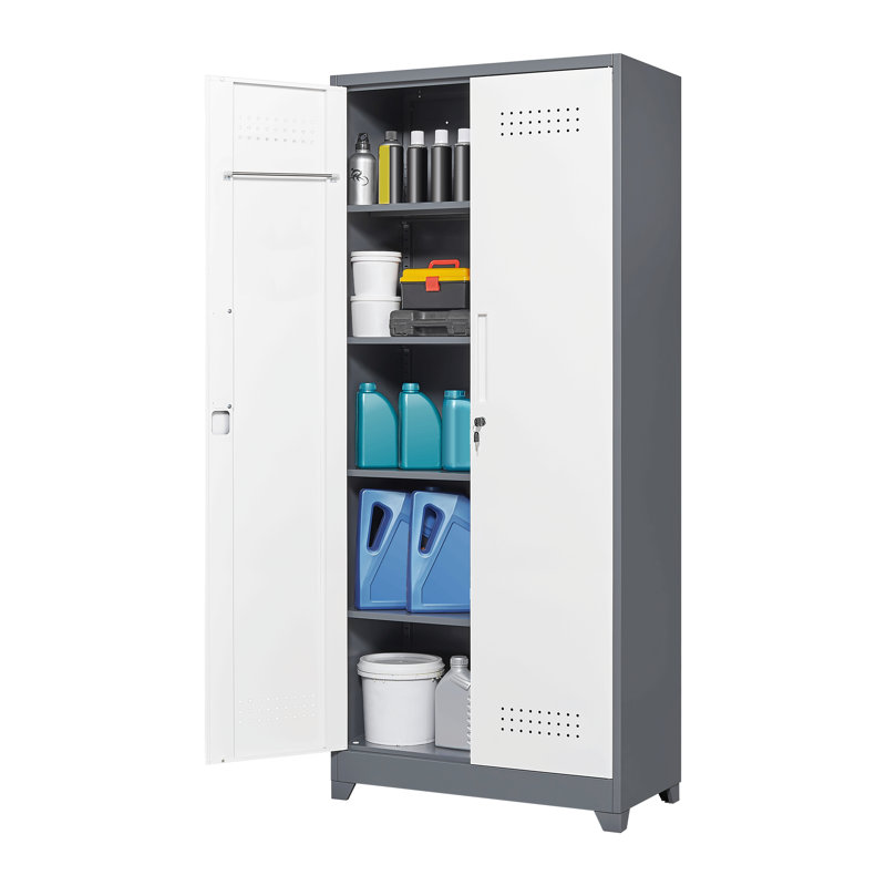Cleaning Tool Cabinets With Locking Doors, High Broom Tool Storage Cabinets, Adjustable Shelves, Large Cabinets For Kitchens, Offices, Shops.(72 Inches)
