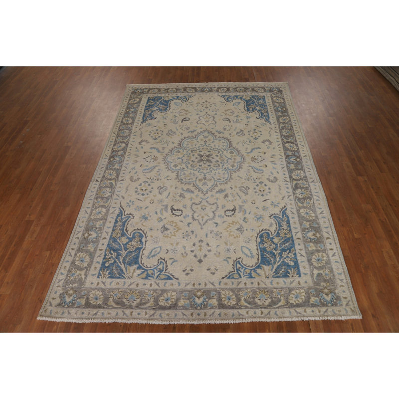 Tapis traditionnel floral fait à la main 7 x 10