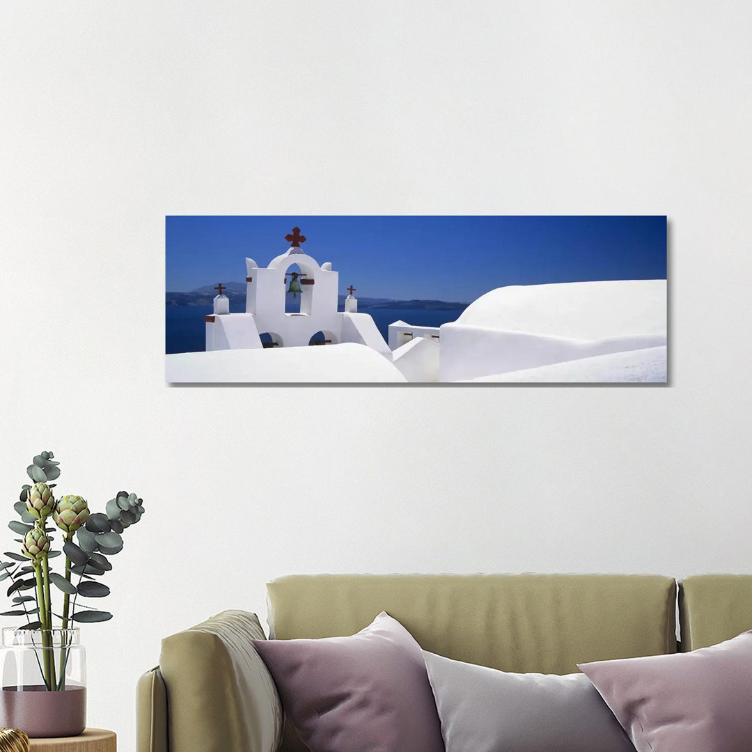 Church, Oia, Santorini, Cyclades Islands, Greece - Wrapped Canvas Panoramic Photograph