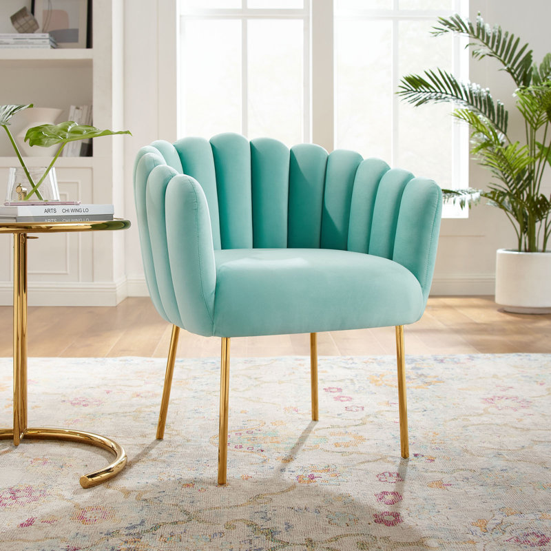 Fauteuil Sanna Channel, Velours vert menthe