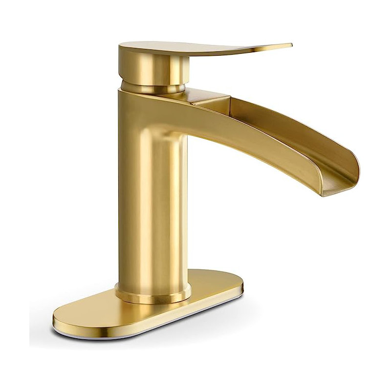 Single-handle Bathroom Faucet with Drain Assembly, Brushed Gold