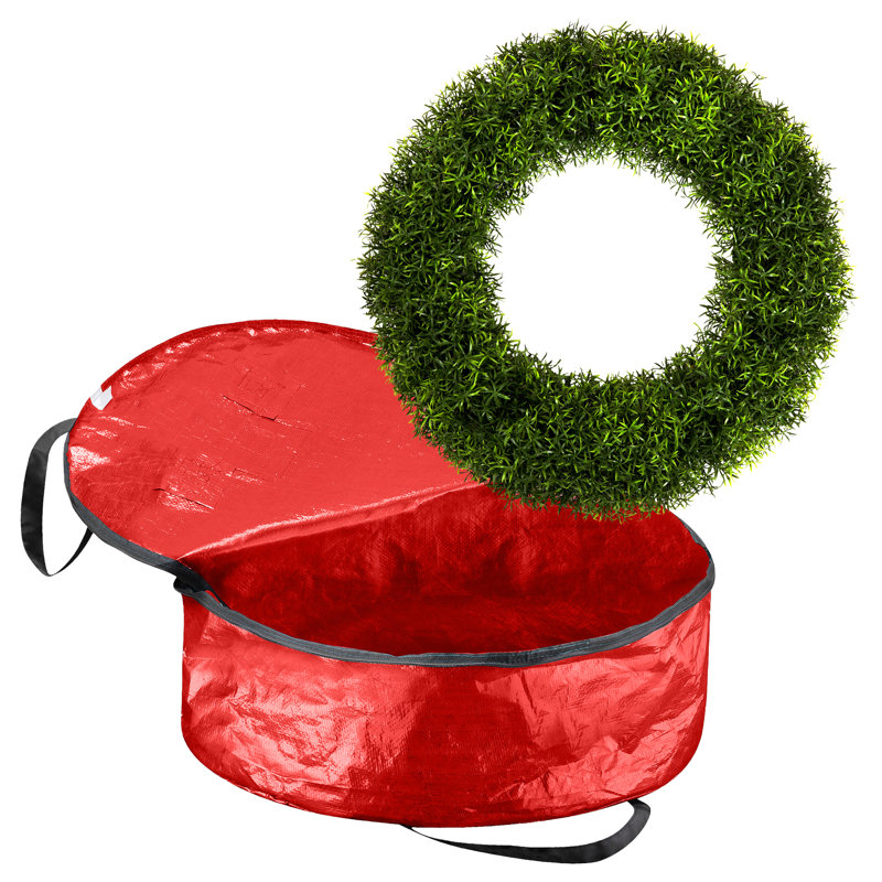 Front Door Wreath and Storage Bag – 20-Inch Artificial Foxtail Fern Wreath and Zippered Tote with Handles – Farmhouse Greenery decor