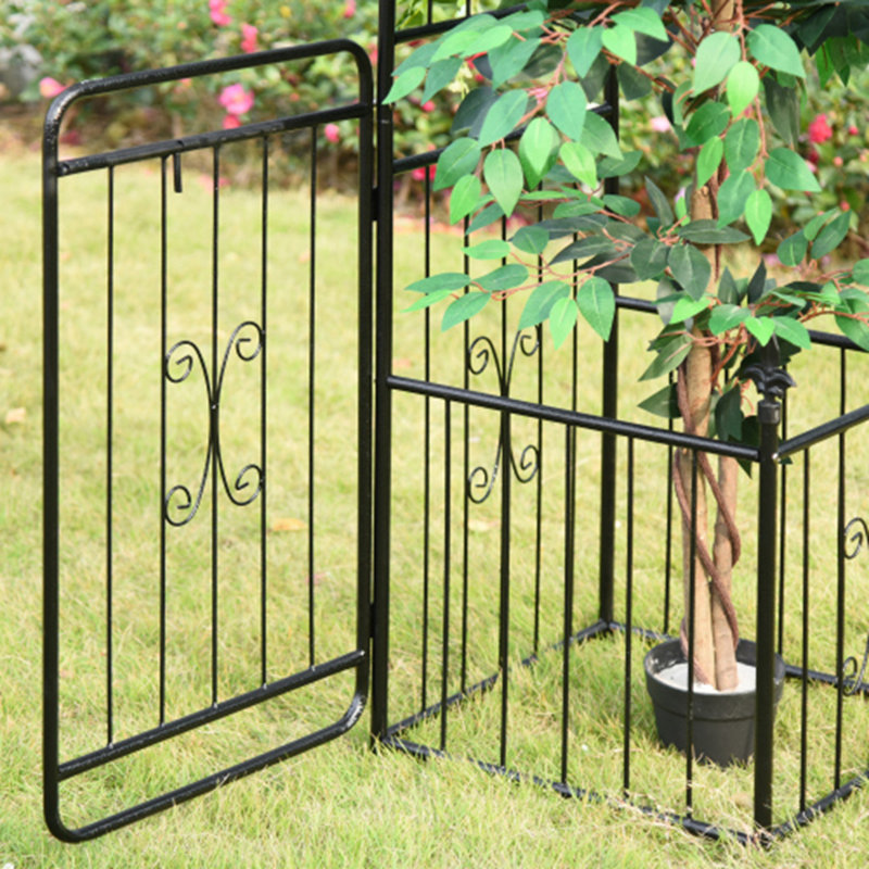 Barrière de jardin en arche de jardin de 86 po avec côtés en treillis Outsunny pour plantes grimpantes, décorations de mariage, vignes avec portes verrouillables, paniers à fleurs, fleurs et pointes de flèches, noir