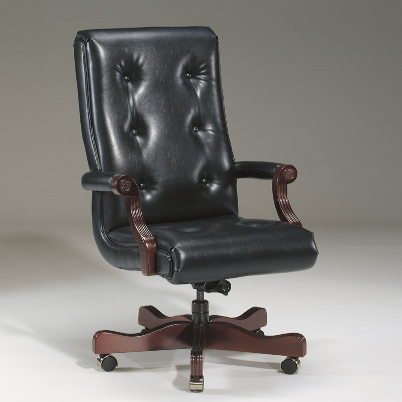 Executive Chair, Black, Walnut, Included