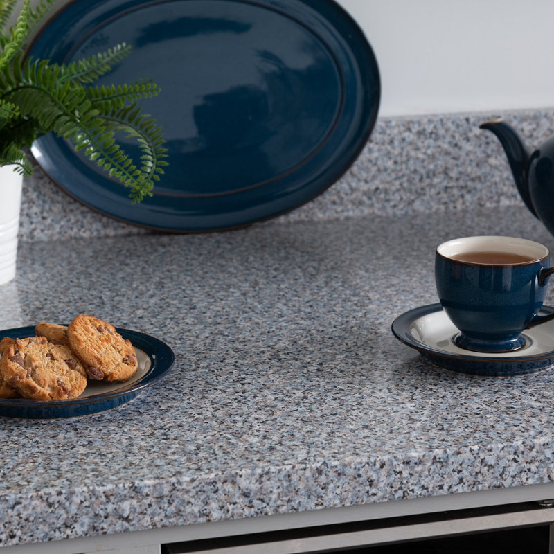 Neace 67.5cm x 2m Marble Stone Self-adhesive Vinyl Wrap for Doors and Worktops, Granite Porrinho Grey