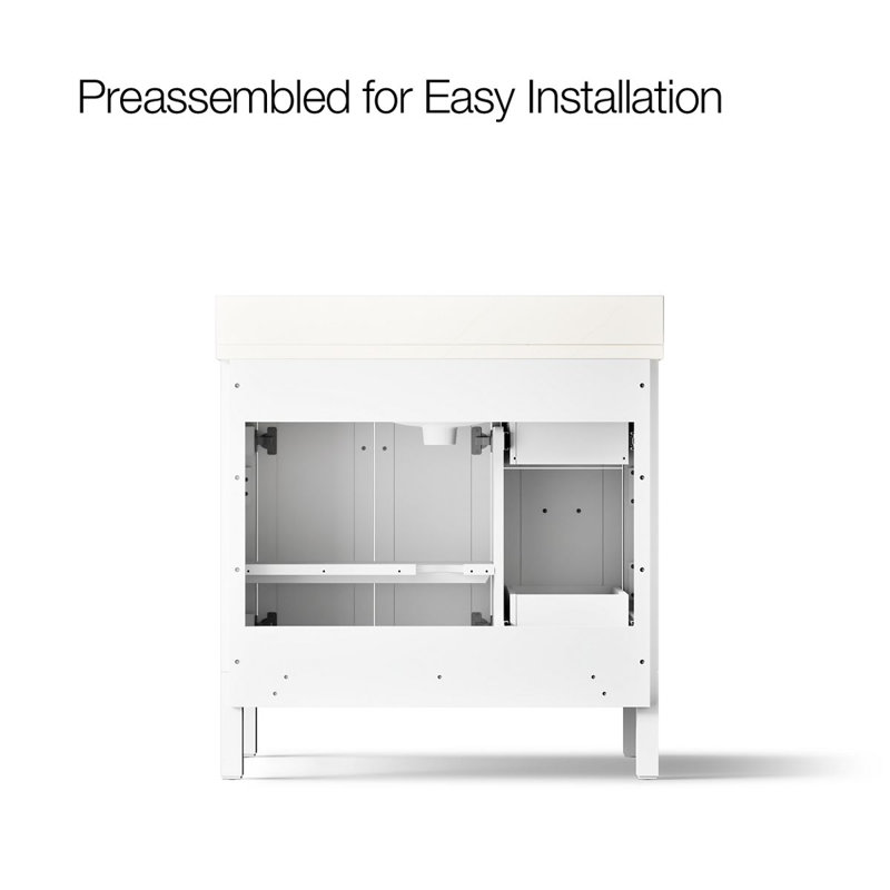 37" Single Bathroom Vanity Set, White, White