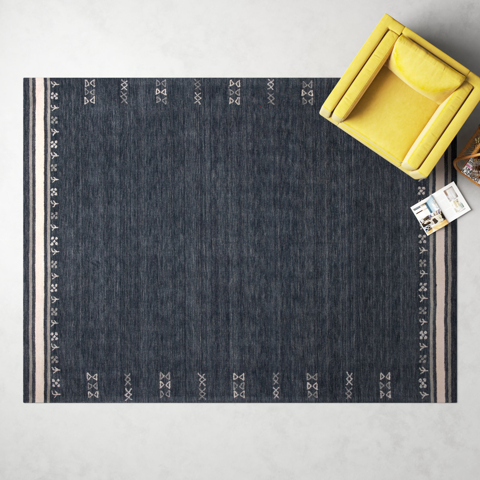 Santiago Handmade Wool Charcoal Rug, Rectangle 10' x 14'