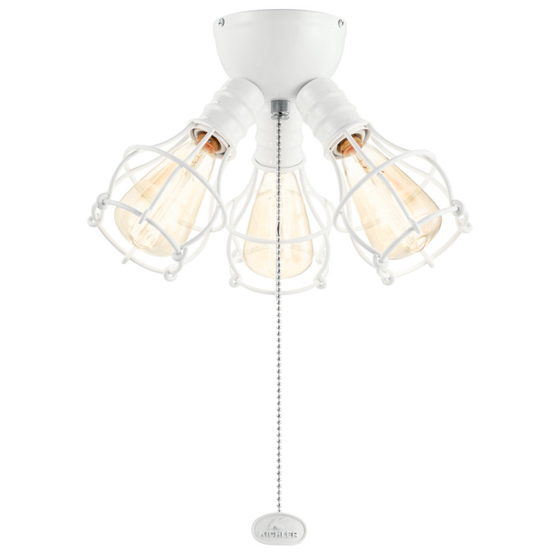 3-Light LED Ceiling Fan Light Fitter, White