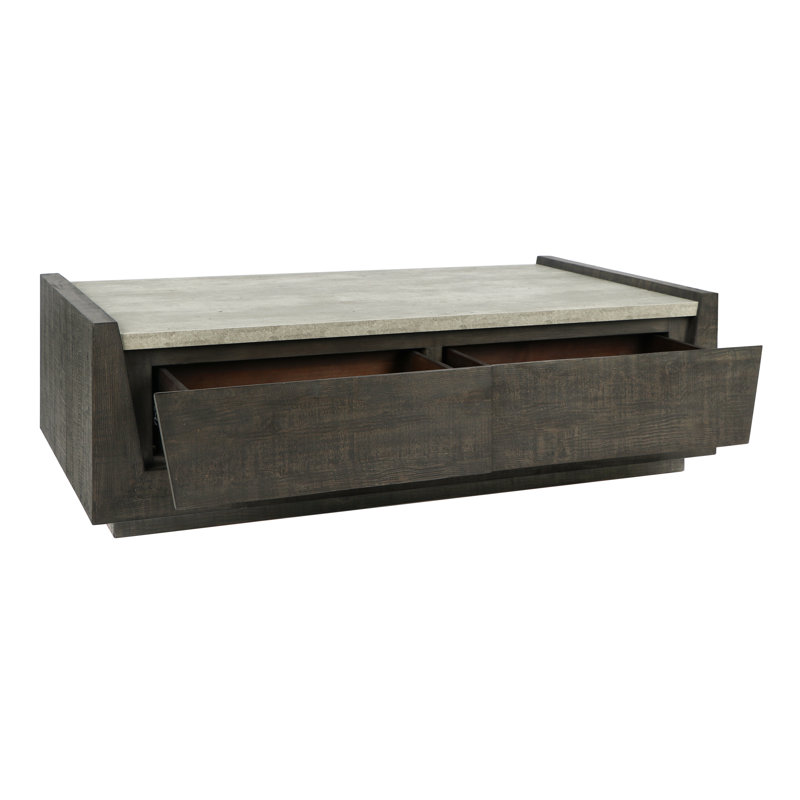 Table basse en bois récupéré brun foncé 58 po Tori