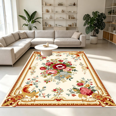Tapis à motif floral 1PC pour salon, doux et confortable, convient à toutes les saisons, facile à entretenir, tapis de sol intérieur lavable à la machine, convient à la chambre à coucher, à la salle à manger, au bureau, au couloir, au patio, à la maison, à la décoration extérieure.