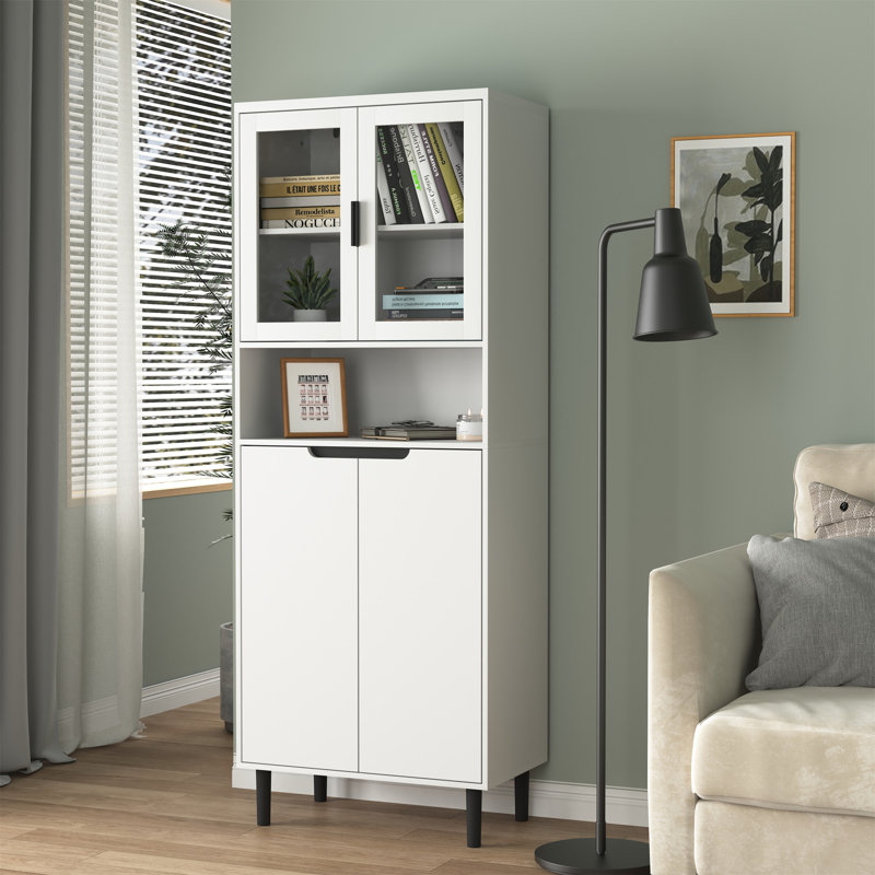Bibliothèque de rangement avec porte réglable en verre trempé