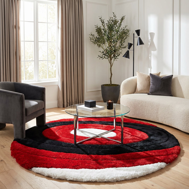Tapis rouge / noir Thionville, Rond 7 pi