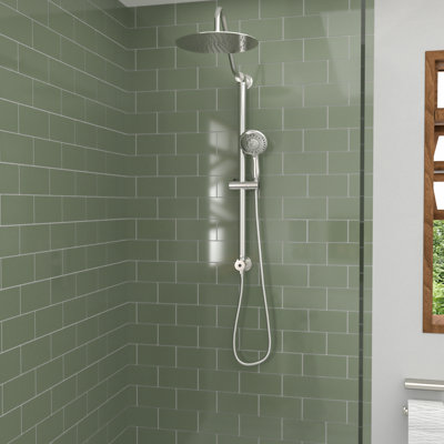 10 Inch Wall Mount Dual Shower Heads with Handheld Shower and Slide Bar in Chrome
