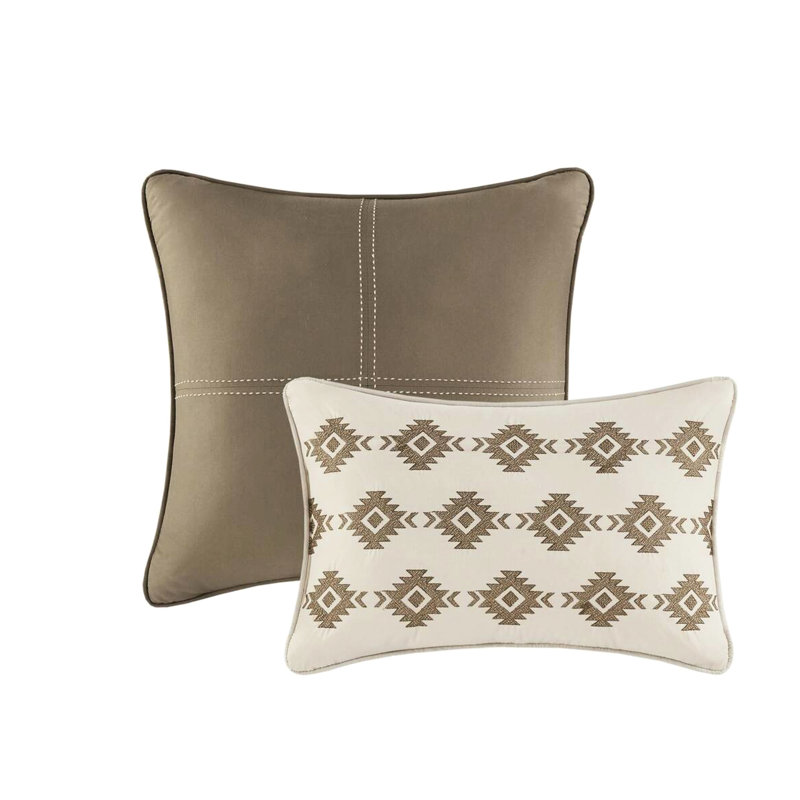 5 Piece Stripe Herringbone Comforter , , King/ King, Brown, 2 Throw Pillows, Brown Herringbone,