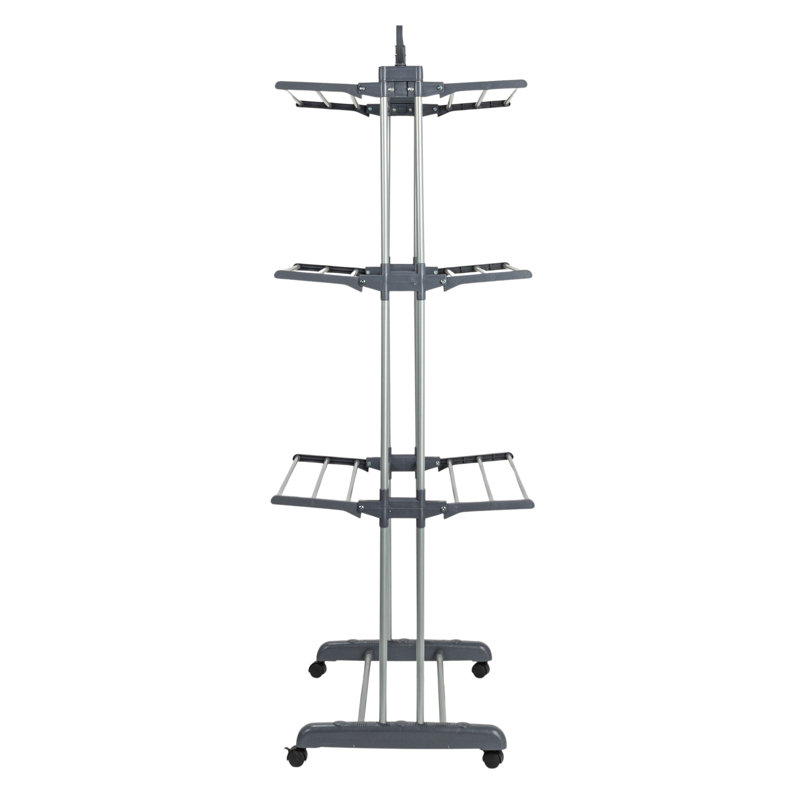 4-Tier Gray Stainless Steel Laundry Drying Rack with Side Wings