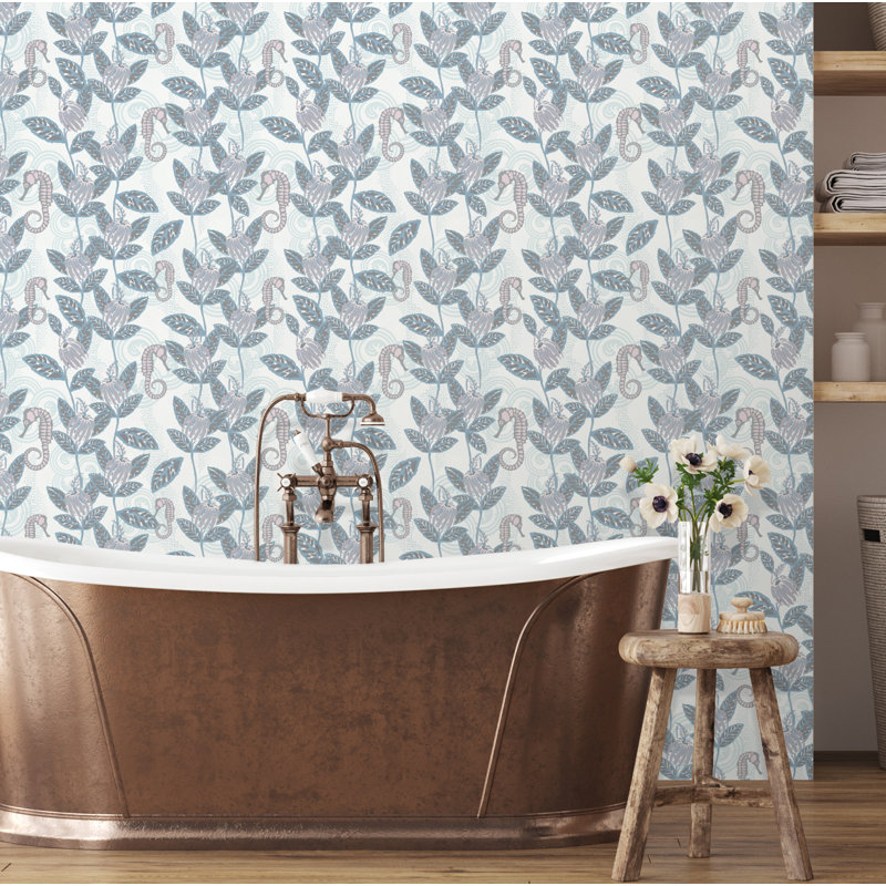 Rouleau de papier peint floral L 33 pi x l 20,5 po Yuki Osada, Bleu clair