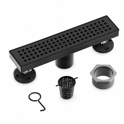 Bonde à grille linéaire noire matte 12 po