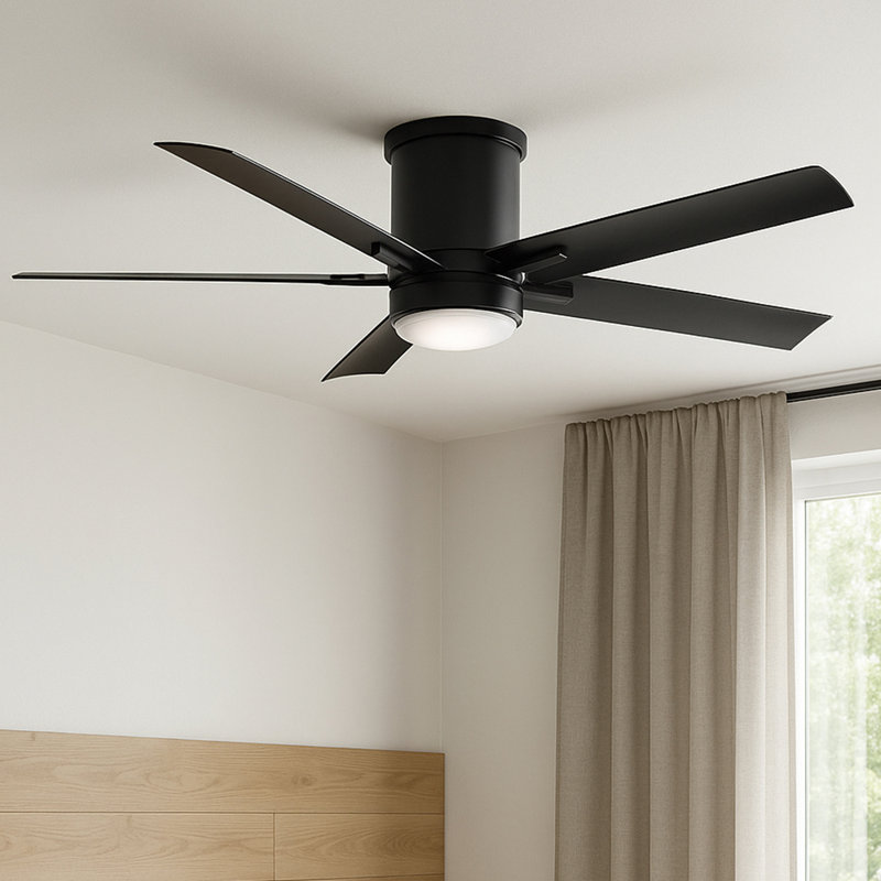 Vail Flush 52" Indoor/Outdoor Smart Ceiling Fan with Integrated LED + HIRO Remote, Matte Black