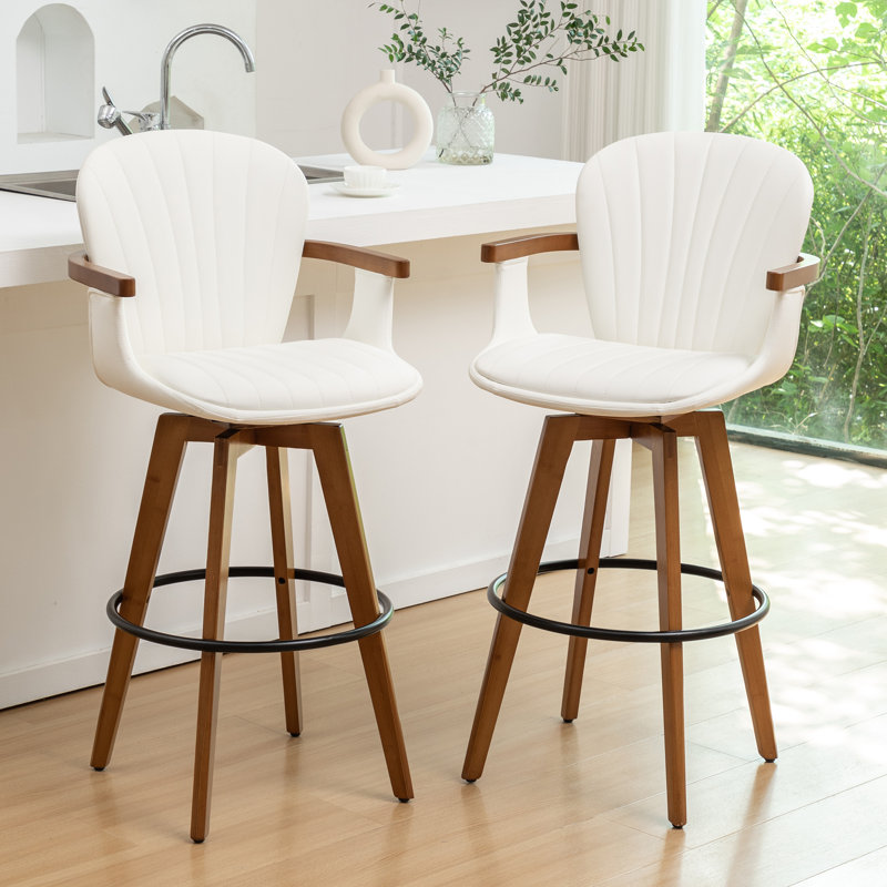 Kelsch Swivel Bar Stool, White, Bar Stool (76.2cm Seat Height)