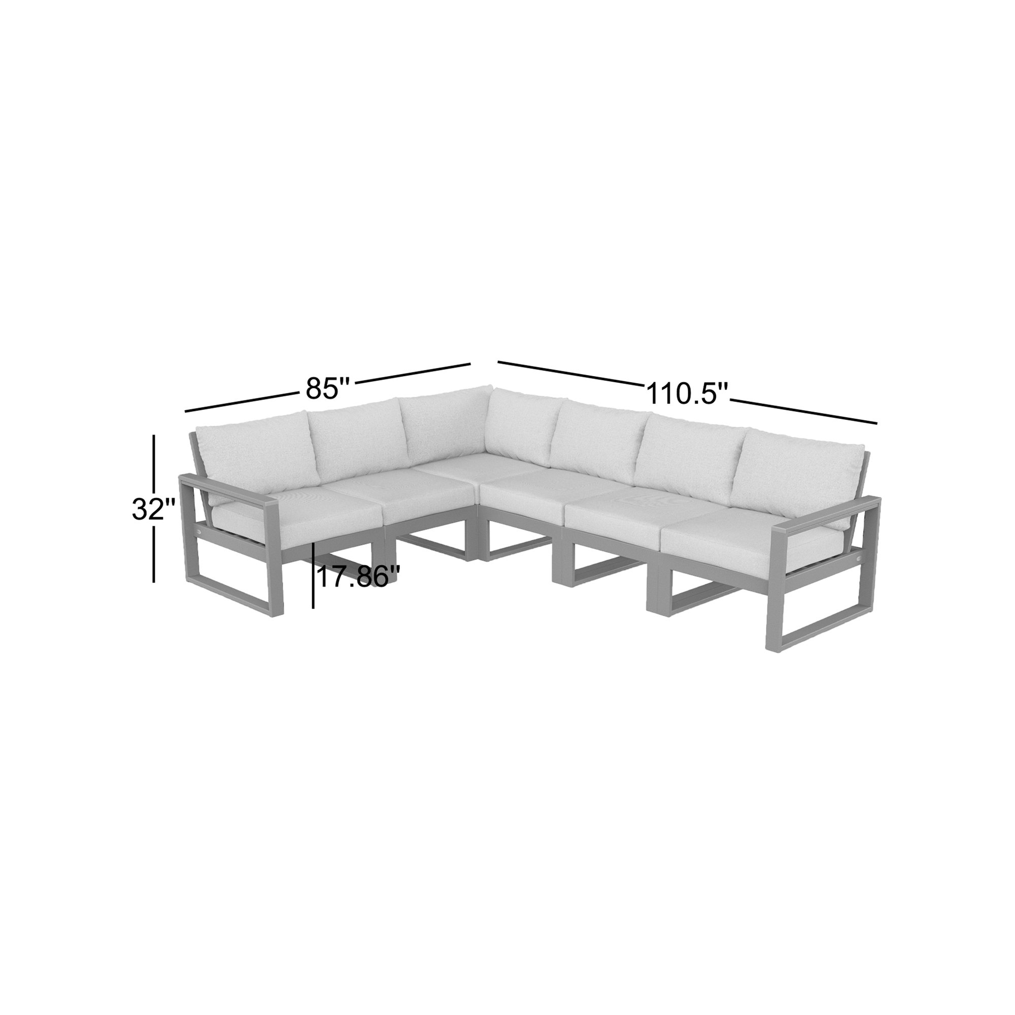 Edge 110.5'' Wide L-Shaped Patio Sectional with Cushions, Ash Charcoal Revolution®, Sand