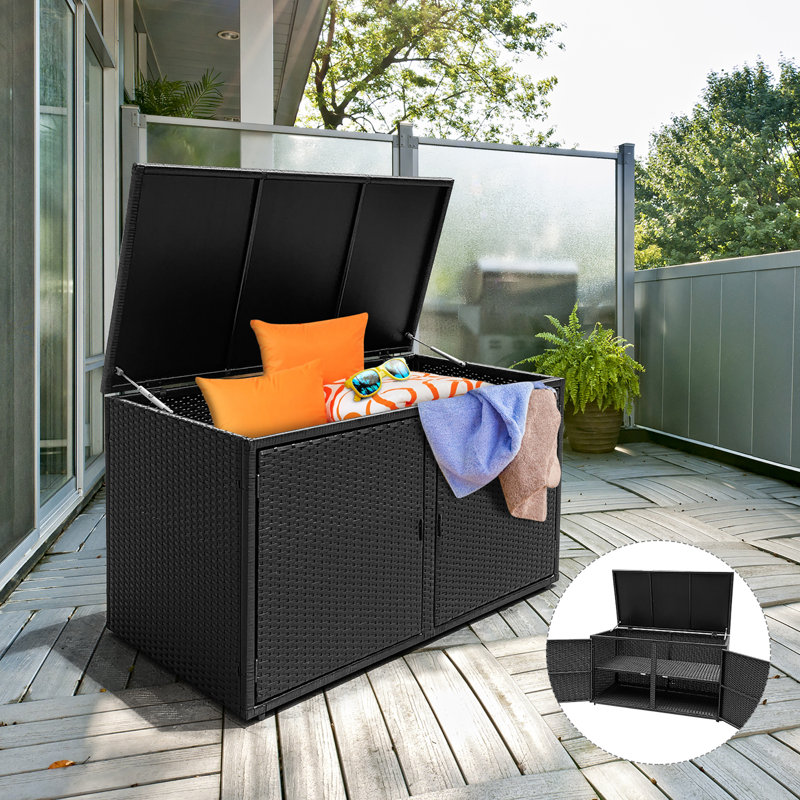 Costway 45'' W 88 Gallons Water Resistant Deck Box in Black