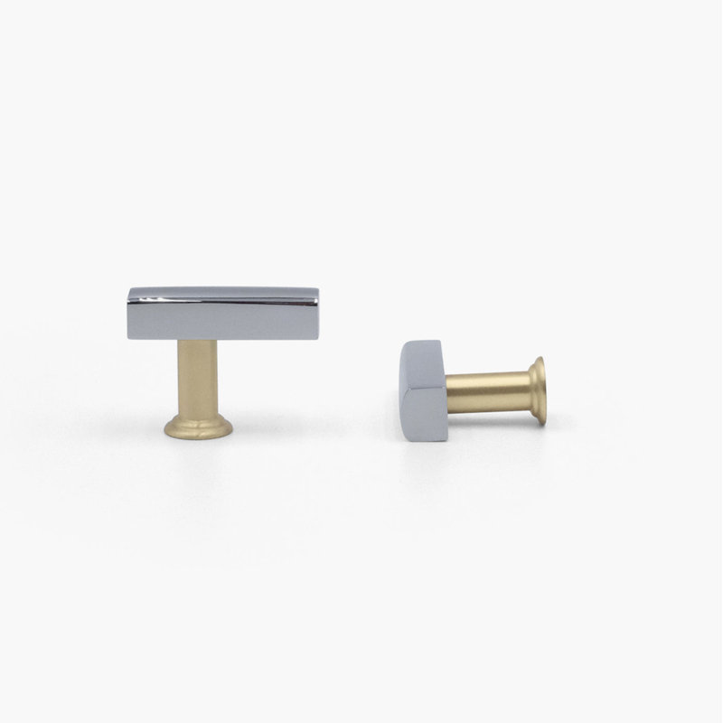 Mod Bar Knob, Polished Chrome/Satin Brass