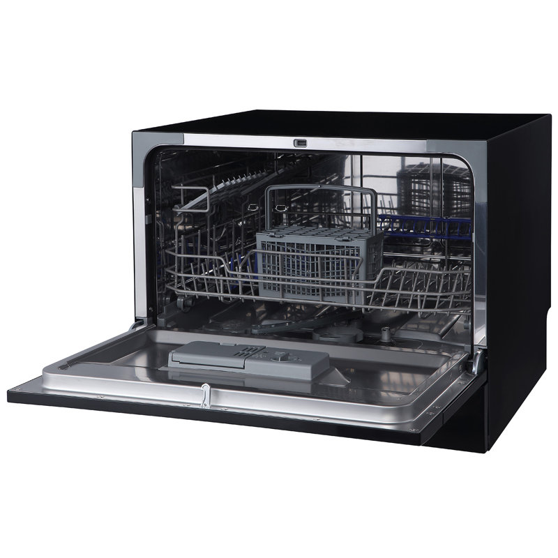 Russell Hobbs RHTTDW6B Freestanding Compact Dishwasher, Black