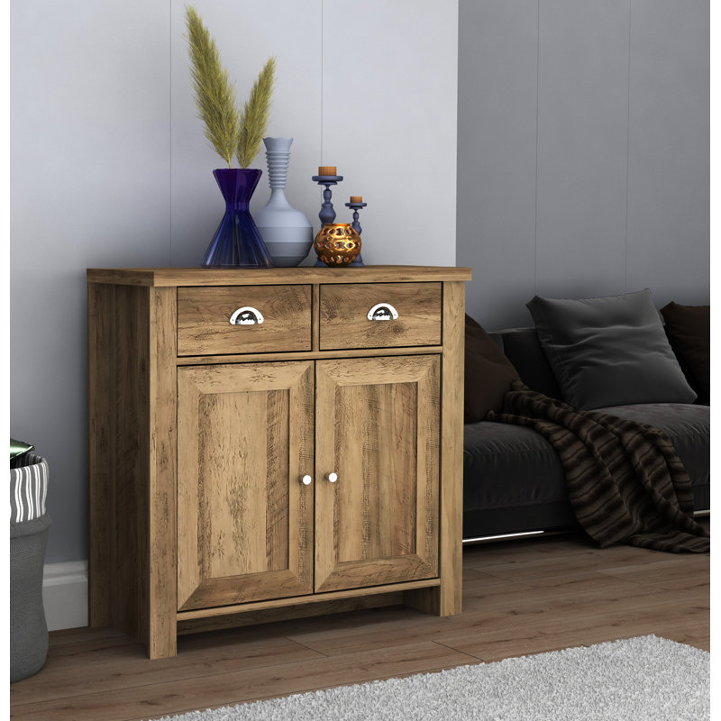  Buffet haut de gamme - Rangement élégant avec tiroirs doubles et armoire, l 31,1 po x P 14,0 po x H 32,0 po, Brun