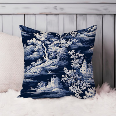 Landscape and Nature French Toile Pattern IV French Country Throw Pillow Cover