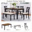 Ensemble de salle à manger de cuisine 6 pièces, table de salle à manger rectangulaire en bois avec 4 chaises rembourrées et un banc