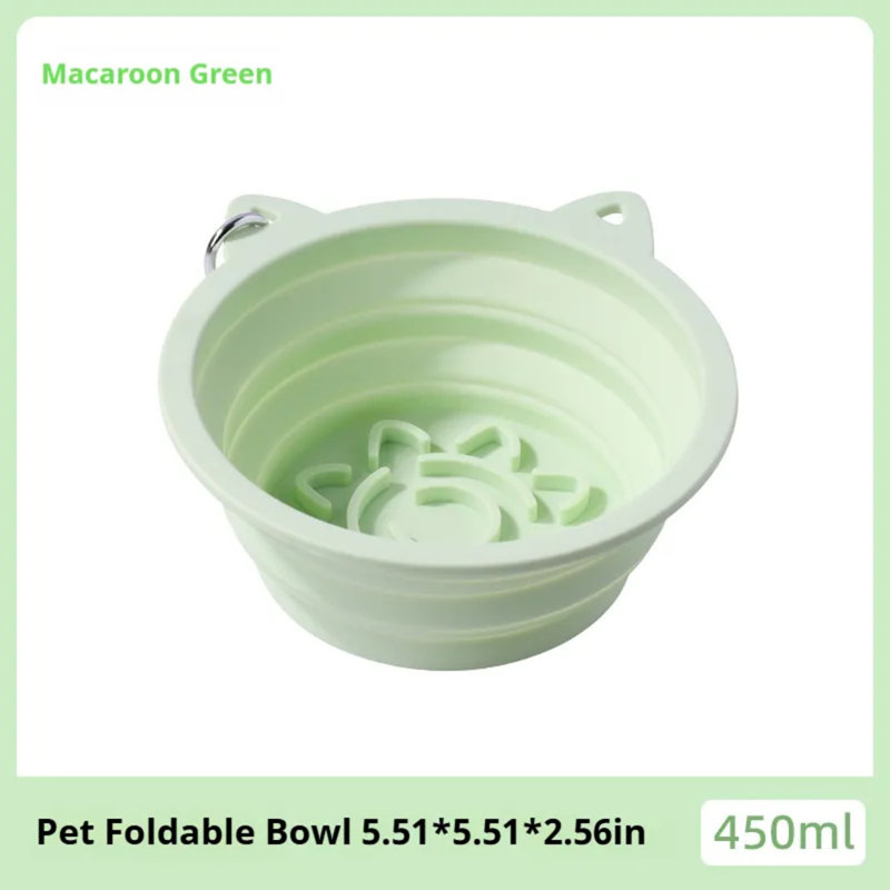Bol pour animaux 3-en-1 pliable en silicone, Vert