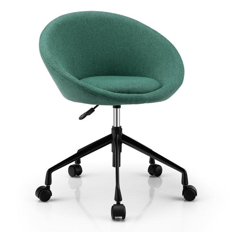 Fauteuil de bureau Ebern Designs, Vert 100% lin