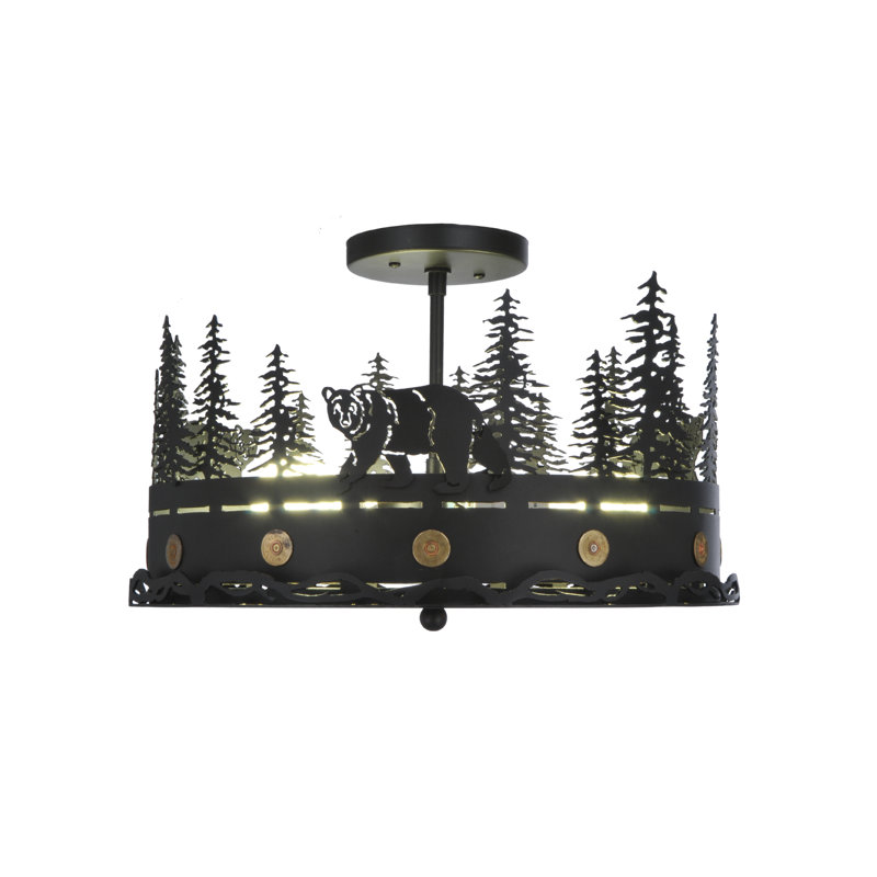 Black Glass 3-Light Energy Star Indoor/Outdoor Flush Mount
