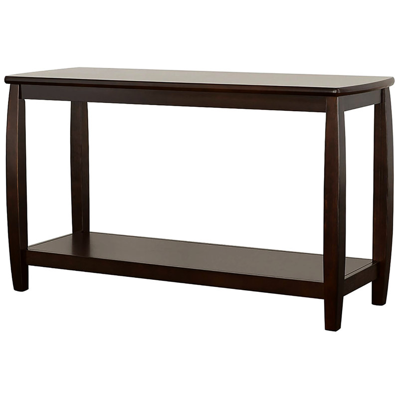 Elegant Console Table In Cappuccino With Rectangular Surface And Shelves Ample Storage Look