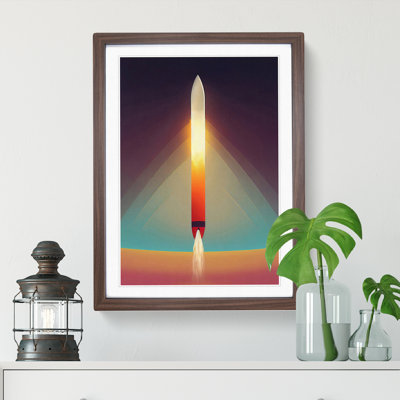 The Beaming Spaceship Rocket - Single Picture Frame Print