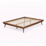 Brayden Platform Bed with Walnut Brown Finish in Mid-Century Modern Style