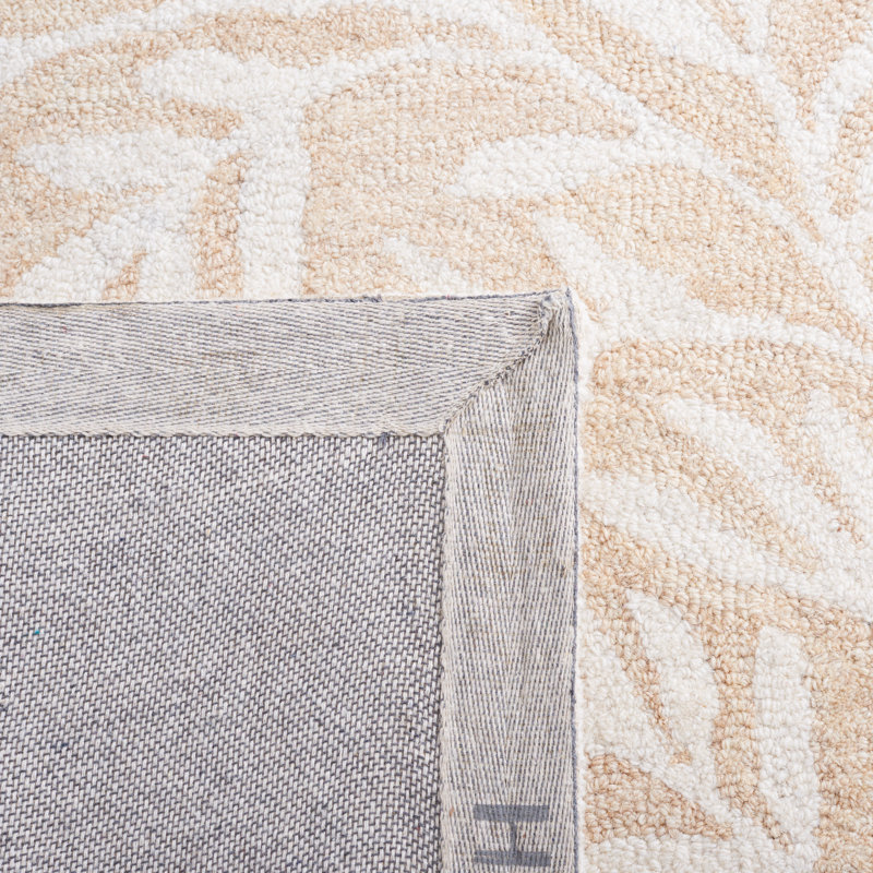 Tapis beige / ivoire en laine / coton touffeté à la main Jacameron, Rectangle 5 pi x 8 pi