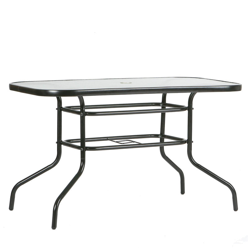 Harbour Housewares - Metal Glass Top Garden Table - 120cm x 70cm - Black