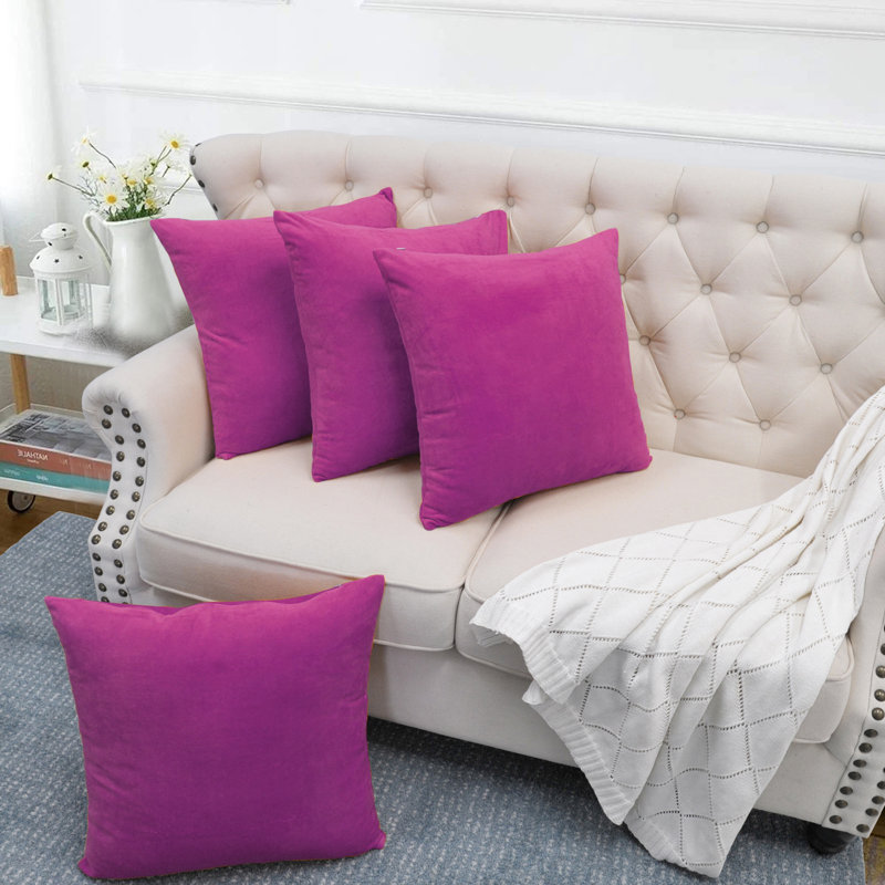 Square Throw Pillow Cover, Fuchia Rose
