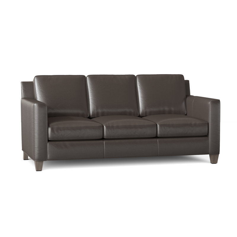 Yorba Leather Sofa, Stone, Aline Fumo Genuine Leather