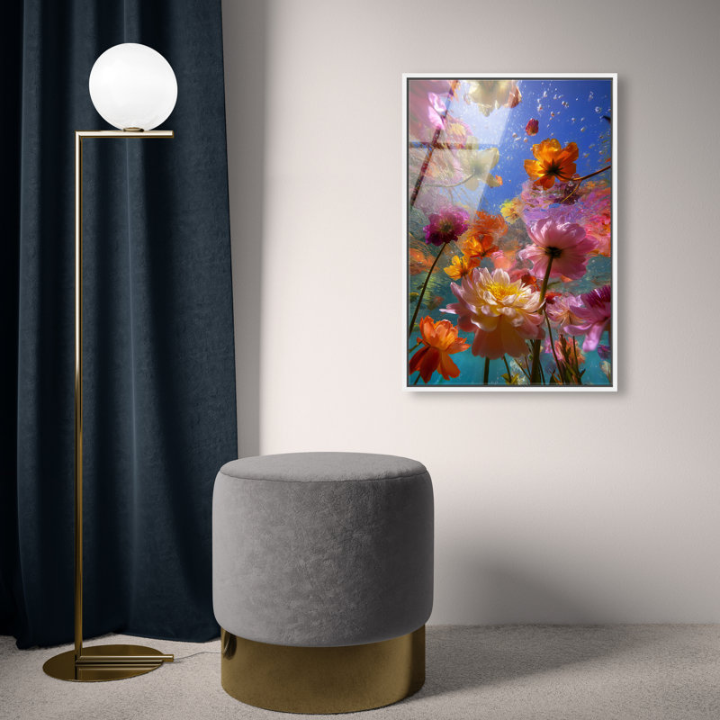 Liquid Bloom II Print, 55"H x 37"W, White Floater Frame