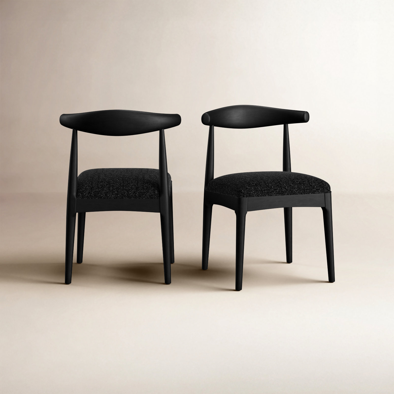 Ione Dining Chair, Black Textured Tweed, Black