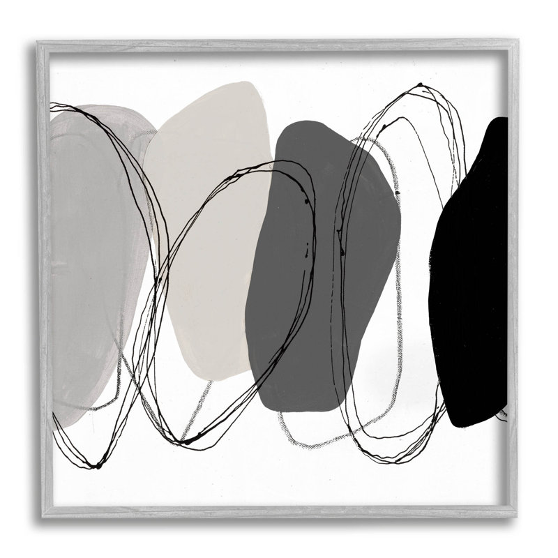 Abstrait, formes rondes et contours, estampe numérique par Ruth Fromstein, H 12 po x l 12 po x P 1,5 po