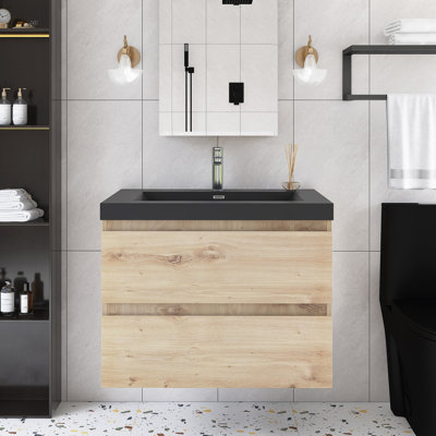 30" Wall-Mounted Single Bathroom Vanity With Cultured Marble Top