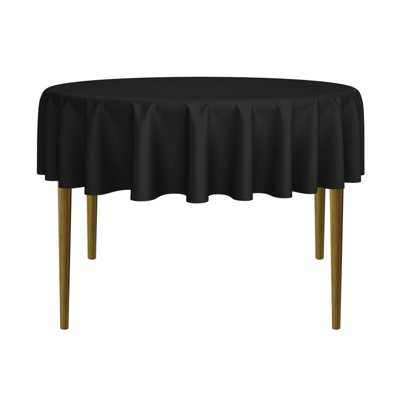 Solid Color Round Tablecloth, Black, 70" L x 70" W, 1