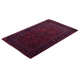 Overdyed Hand-Knotted Wool Modern-Contemporary Red Area Rug 2' 8" x 4' 4"